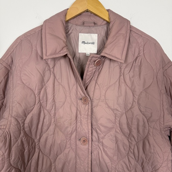 Madewell Quilted Airpuff Shirt Jacket PrimaLoft Mauve Pink Size L Women’s Cozy - Picture 3 of 10